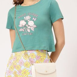 DressBerry Floral Canvas Printed Cotton Crop T-shirt-image-44