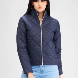 Spykar Navy Relaxed Fit Puffer Jacket-image-11