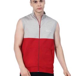 Kalt Red & Light Grey Melange Regular Fit Jacket-13