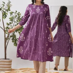 Kami Kubi Purple Cambric Floral Kurti-picture-42