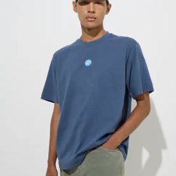 Nuon by Westside Dusty Blue Text Printed Relaxed-Fit Cotton T-Shirt-25