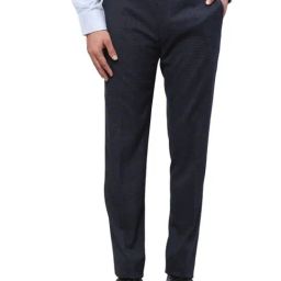 Raymond Blue Slim Fit Checks Trousers-image-45