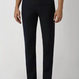 Van Heusen Navy Cotton Slim Fit Trousers-image-80