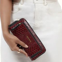 Hidesign EOSS Maroon Animal Effect Medium Leather Zip Around Wallet-image-69