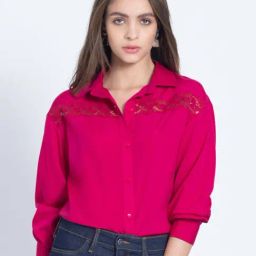 SHAYE Pink Lace Work Shirt-image-85