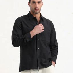 Showoff Black Cotton Slim Fit Shacket-picture-10