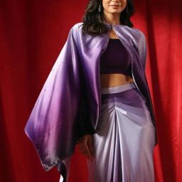 Binfinite Purple Jashn Twilight Ombre Cape & Bralette-image-87