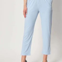 ZASTRAA Blue Solid Trousers-image-22