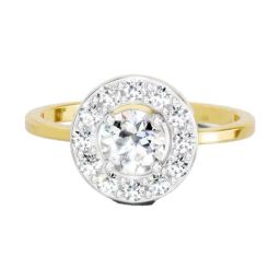 Sparkles Yellow Gold Lab Grown 13 Diamond 14KT 0.85t Round Ring For Women-image-29
