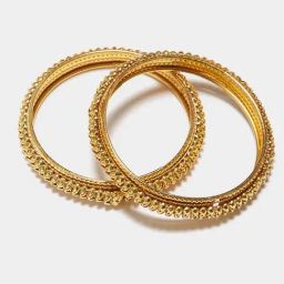 Zeneme Gold Plated Alloy Intricate Textured Bangles for Women Set of 2 image 5
