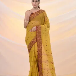 Arhi Mustard Cotton Polyblend Woven Design Saree-picture-29