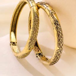 NVR Gold Oxidised Classic Bangle-4