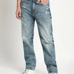 Bene Kleed Blue Cotton Straight Fit Solid Jeans-image-63