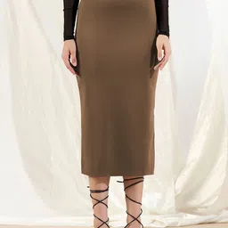 Selvia High Rise Midi Skirt With Side Silt-image-49