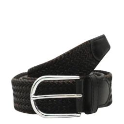 Bulchee Black & Tan Leather Textured Waist Belt-image-77