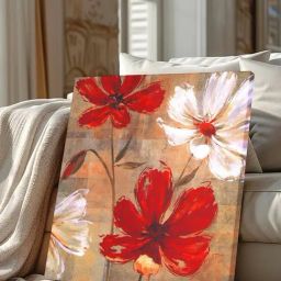 Art Street White And Red Flowers Abstract Canvas Modern Art Paintings-image-25
