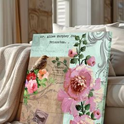 Art Street Birds And Rose Flower Dictionary Decorative Canvas Modern Art Painting-image-40