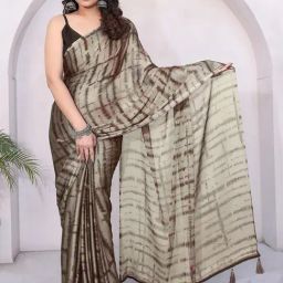 Mirchi Fashion Beige Chiffon Shibori Printed Saree For Women-picture-35