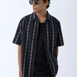 ETA by Westside Black Embroidered Relaxed-Fit Cotton Shirt-picture-11