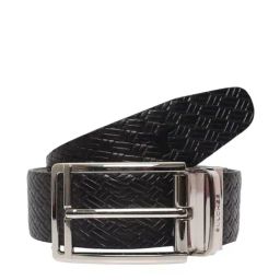 Bulchee Black & Maroon Leather Textured Reversible Belt-image-46