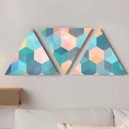 Art Street Multicolor Geometric Horizon Triangle Stretched Canvas Painting - Set of 3-1