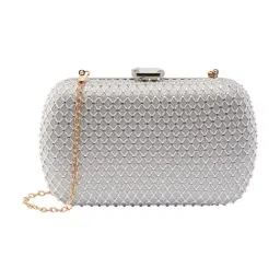 Lino Perros Silver Embellished Medium Clutch-picture-4