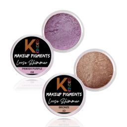 KINDED Makeup Pigments Loose Shimmer Powder Eyeshadow 09 Pinkish Purple & 10 Bronze Combo-picture-10