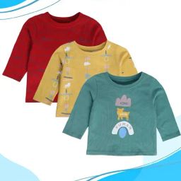 MINIKLUB Kids Multicolor Printed Full Sleeves T-Shirt (Pack Of 3)-image-21