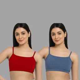 AROUSY Red & Blue Cotton Beginner's Bras - Pack Of 2-picture-7