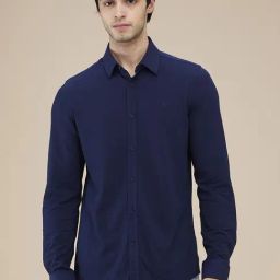 Being Human Navy Blue Cotton Regular Fit Solid Shirt-picture-19