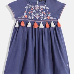 Allen Solly Junior Girls Floral Embroidered Empire Dress-image-56
