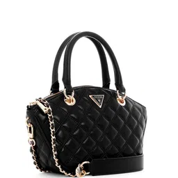 GUESS Textured PU Structured Satchel with Quilted image 4
