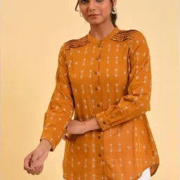 W Mustard Printed Shirt-image-15