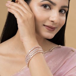 TEEJH Glowy Set Of 4 Cubic Zirconia Studded Bangles image 3
