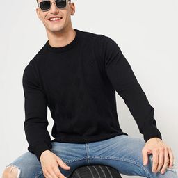Celio Men Solid Self Design Round Neck Pullover Cotton Sweater-picture-9