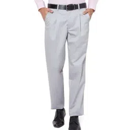 Peter England Grey Comfort Fit Trousers-picture-20