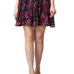 Cation Blue Floral Print Mini Skirt-image-85