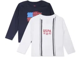 U.S. Polo Assn. Kids White & Navy Cotton Printed Full Sleeves T-Shirt (Pack of 2)-image-39