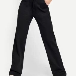 Broadstar Black Relaxed Fit High Rise Trousers-image-71