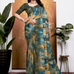 KANOODA Pack Of 2 Floral Printed Pure Georgette Saree-picture-2