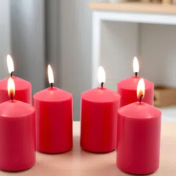 HOSLEY Red 6 Pieces Unscented Pillar Candles-image-28