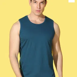 WOOSTRO Pack Of 2 Printed Combed Cotton Gym Vests VWS26(ALONE RUST)(PLAIN PEACOCK)-51