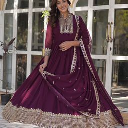 JATRIQQ Sequins Embroidered Gown With Dupatta-image-14