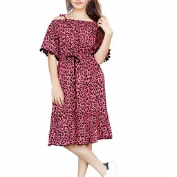 Kids stylish Animal Print Off-Shoulder Flared Sleeve Fit & Flare Dress-18