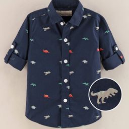 Jash Kids Full Sleeves Shirt Dinosaur Print- Navy Blue-image-68