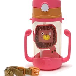 Chinmay Kids Baby Soft Straw Feeding Sipper with Twin Handle Anti Spill Flip Top Water Bottle Pink - 400 ml-23