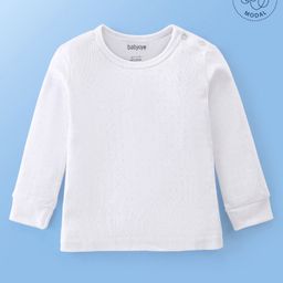 Babyoye Cotton Modal Blend Solid Dyed Full Sleeves Thermal Inner Wear - White-image-123