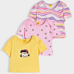 Mi Arcus Pack Of 3 Half Sleeves Girl & Abstract Printed Tees - Multi Colour-image-58