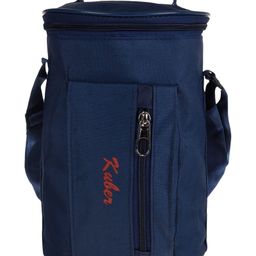 Kuber Industries Lunch Bag  Canvas waterproof Tiffin Bag for Office  Adjustable Shoulder Strap with One Small Zipper Pocket  Blue-59