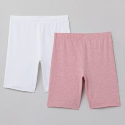 Charm n Cherish Pack Of 2 Solid Solid Shorts - White & Pink-image-94